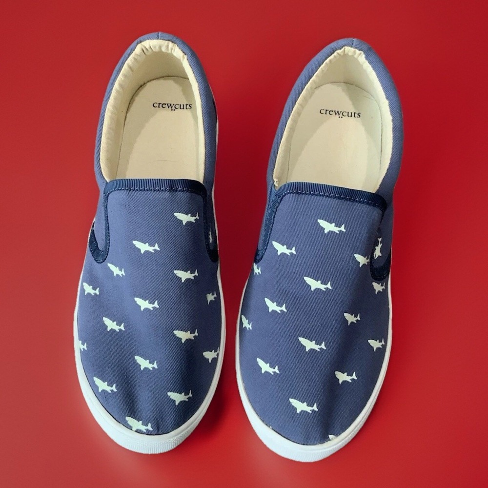 J Crew CrewCuts Blue Canvas Shark Loafer Preppy Size K 7 